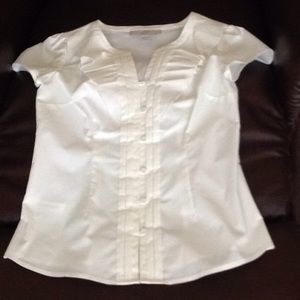 Loft off white short sleeve blouse